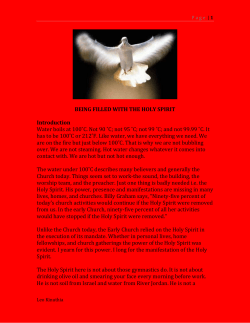 BEING FILLED WITH THE HOLY SPIRIT Introduction Water boils at
