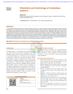 Chemistry and toxicology of smokeless tobacco