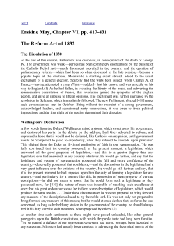 Erskine May, Chapter VI, pp. 417-431 The Reform Act of