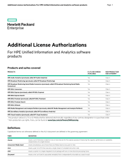 Additional License Authorizations for HPE Unified Information