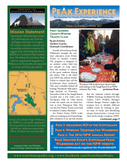PEAK EXPERIENCE Newsletter, Vol 13, Number 1, Winter 2017