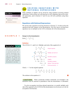 6.6 Solving Equations with Rational Expressions