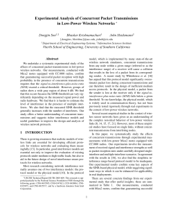 Experimental Analysis of Concurrent Packet Transmissions in Low