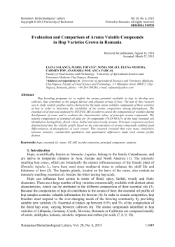 Evaluation and Comparison of Aroma Volatile Compounds in Hop