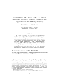 The Pygmalion and Galatea Effects: An Agency