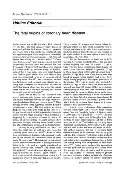Hotline Editorial The fetal origins of coronary heart disease