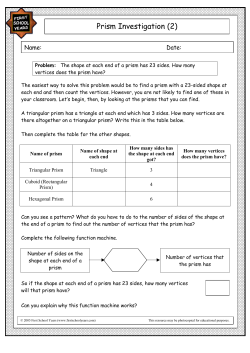 Prism Investigation - First School Years