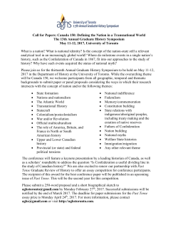 Call for Papers: Canada 150: Defining the Nation in a Transnational
