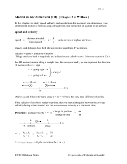 Motion in 1D - University of Colorado Boulder