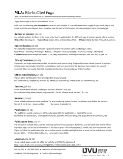 MLA: Works Cited Page - Utah Valley University