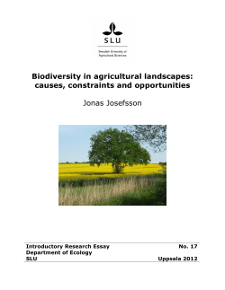 Biodiversity in agricultural landscapes: causes, constraints and