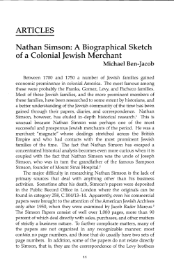 ARTICLES Nathan Simson: A Biographical Sketch of a Colonial