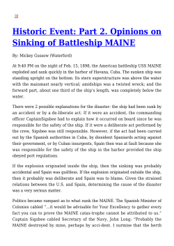 Historic Event: Part 2. Opinions on Sinking of Battleship MAINE,In