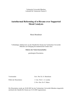 Autothermal Reforming of n-Hexane over Supported