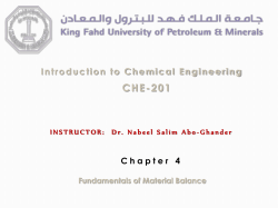 CHAPTER 4: Material Balance
