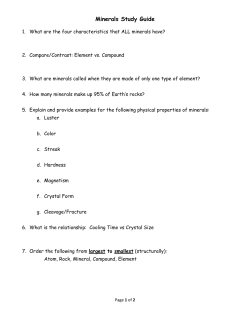 Minerals Study Guide