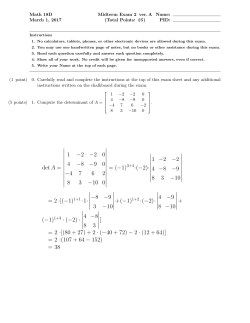 detA = \ \ \ \ \ \ \ \ \ \ \ 1 -2 -2 0 4 -8 -9 0 -4 7 6 2 8 3