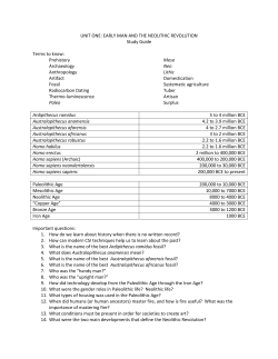 EARLY MAN AND THE NEOLITHIC REVOLUTION Study Guide