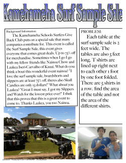 Each table at the surf sample sale is 2 feet wide. The tables are also