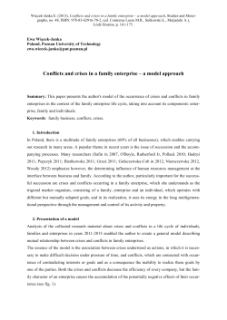 Conflicts and crises in a family enterprise &ndash; a model approach