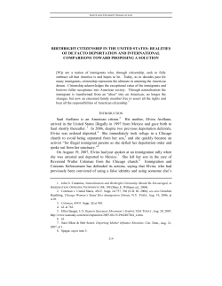 BIRTHRIGHT CITIZENSHIP IN THE UNITED STATES: REALITIES
