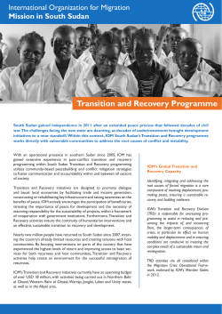 IOM South Sudan Transition and Recovery Programme