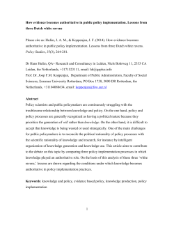 Hoppe (2008) geeft een rake typering van de evidence based policy