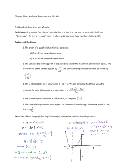 f x ax bx c = + + or y ax bx c = 0 a &ne; ). 0 0 2 b a - 0 0,c
