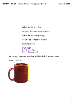 MFM 1PI - U6 - D7 - volume of Composite Figures.notebook