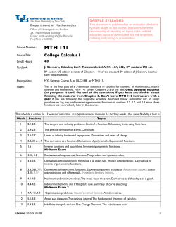 MTH 141 syllabus