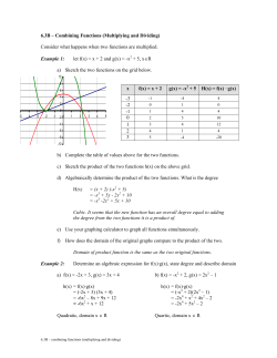 6.3B &ndash; Combining Functions (Multiplying and Dividing) Consider