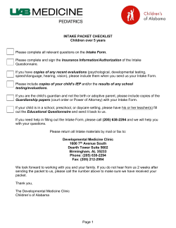 Page 1 INTAKE PACKET CHECKLIST Children over 5 years Please