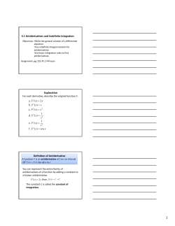 4.1 Antiderivatives and Indefinite Integration Exploration a. `( ) 2 b