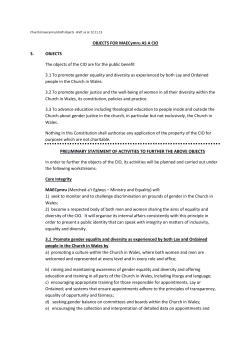 OBJECTS FOR MAECymru AS A CIO 3. OBJECTS The objects of