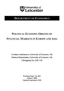 08/1 Political Economy Origins of Financial Markets in Europe and