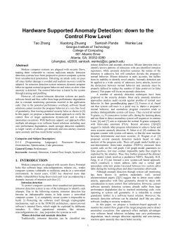 Hardware Supported Anomaly Detection: down to the Control Flow