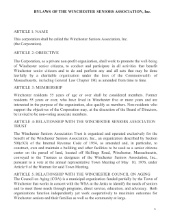 BYLAWS OF THE WINCHESTER SENIORS