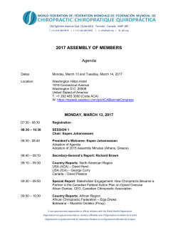 assembly agenda - The World Federation of Chiropractic