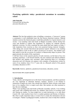 Practicing epideictic today: paradoxical encomium in secondary