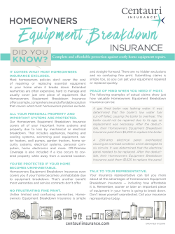 Equipment Breakdown - Centauri Insurance