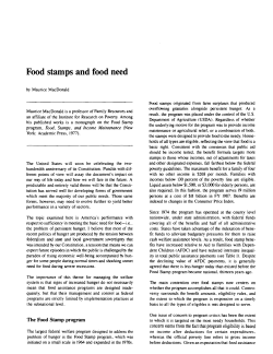 Food stamps and food need - Institute for Research on Poverty