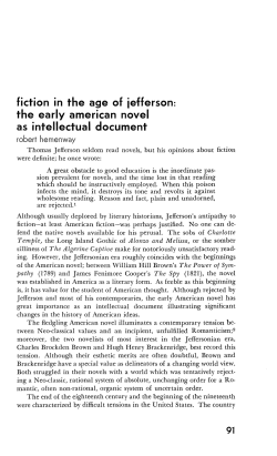 fiction in the age of Jefferson: the early american novel as