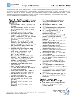 Scope and Sequence AM CC Math 1 Library