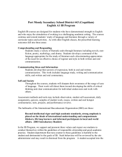 New IB programa - SD43 Teacher Sites