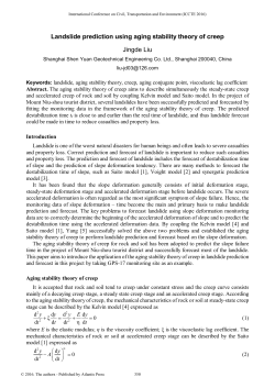 Landslide prediction using aging stability theory of creep Jingde Liu