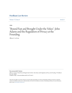 "Bound Fast and Brought Under the Yokes": John Adams and the