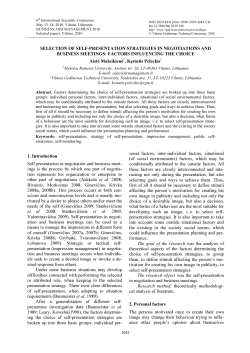 Selection of self-presentation strategies in negotiations and