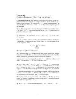 Cyclotomic Polynomials, Primes Congruent to 1 mod n