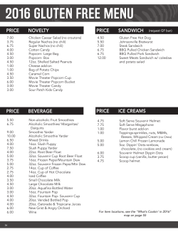2016 gluten free menu