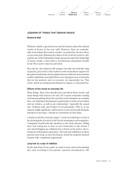LEBANON: OF THINGS THAT REMAIN UNSAID* Rachid al